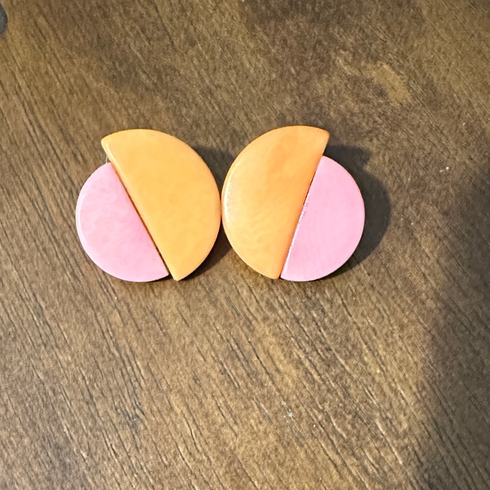 Pink and Orange Noonday Collection Geometric Earrings